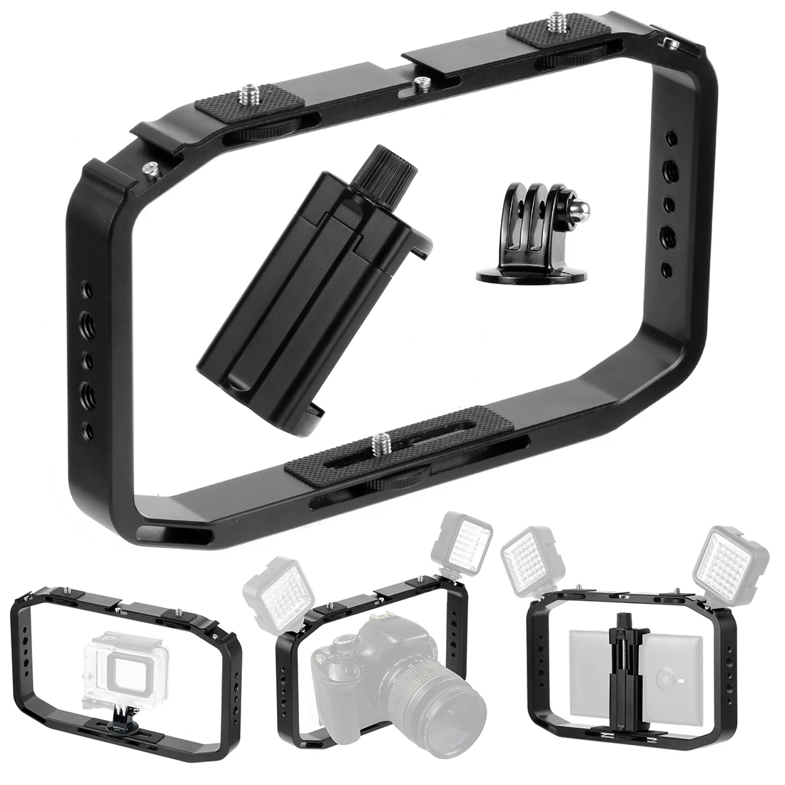

Aluminum Handheld Camera Cage Smartphone Holder Video Grip Stabilizer Rig Stand Bracket for Gopro 7/6 for OSMO Action/YI/EKEN