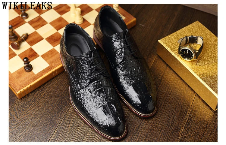Мужские модельные туфли из натуральной кожи; Туфли-оксфорды для мужчин; официальная Свадебная обувь; Роскошные брендовые деловые туфли из крокодиловой кожи; Sapato Social