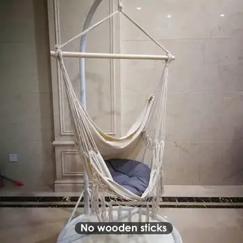 

Knitting Swing Hanging Hammock Cotton Rope Tassel Tree Chair Seat Patio Outdoor Indoor Garden Bedroom Safety Hanging Chair