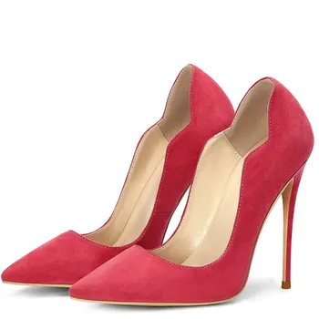 

YECHNE women High heels Shoes Bridal pumps Sexy Plus Size Party Flock High heels Shoes Punch shoe Blue Abrikoos red 2019