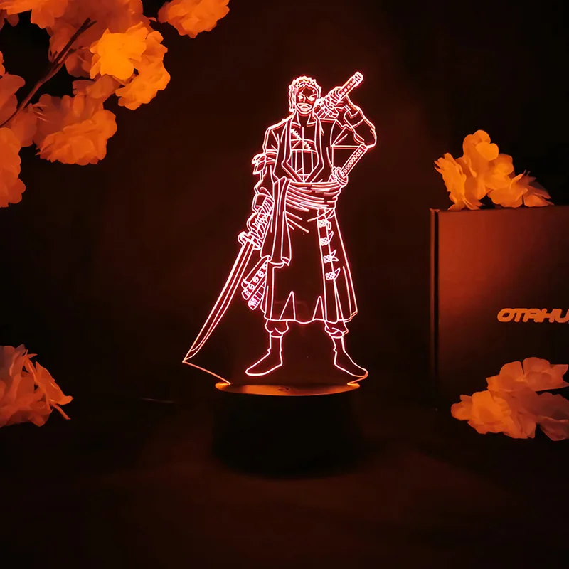 

Anime One Piece Nightlight Roronoa Zoro Figure Led Night Light for Kids Bedroom Decoration Japanese Gift Cool Bedside Table Lamp