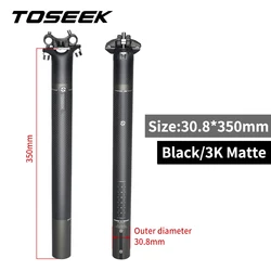 TOSEEK Carbon Bike Seatpost - Zero Offset, Grey Matte Gloss Finish (Matt - 308 - 350mm)