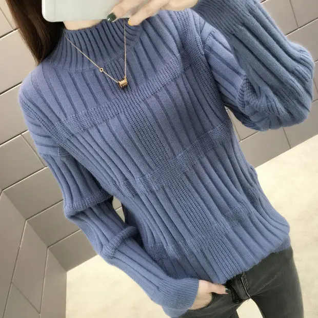 Натуральный хлопок, плоская подошва, вязанные, Blusas De Inverno Feminina, женские свитера и свитера, 9358, новые женские платья на осень и зиму