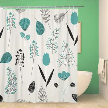 

Bathroom Shower Curtain Green Pattern Cute Plants Beauty Berry Botanical Branch Bush 72x78 inches Waterproof Bath Curtain Set