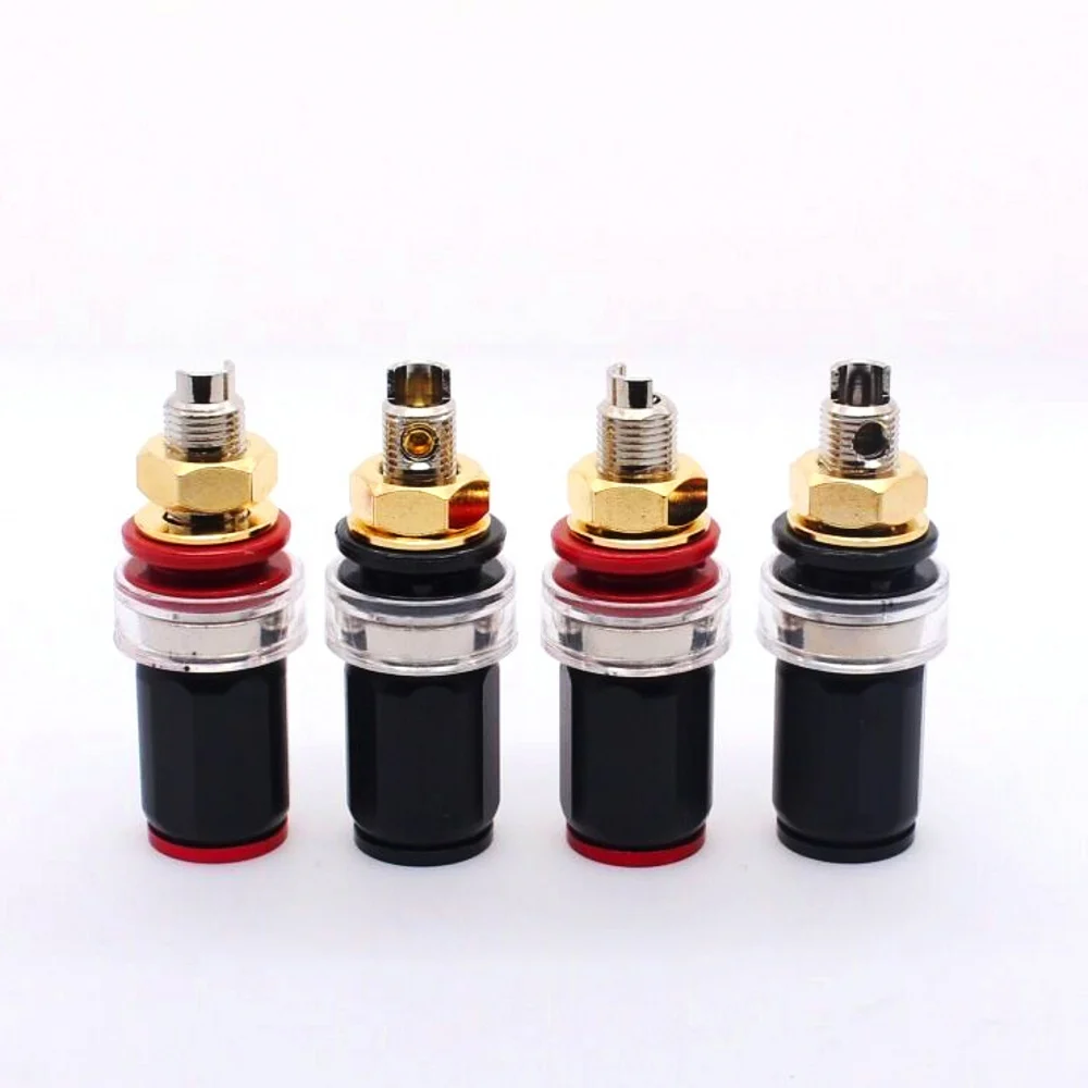 

Gaofei RHO06SBP Rhodium Plated Speaker AMP Terminal Binding Post Socket 4pc