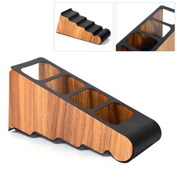 

Organizer Four Grid Storage Box Stand Home Desktop Remote Control Holder Wooden Container Portable Compartment Durable Tidy