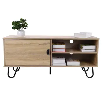 

1.2m Modern TV Stand TV Console Cabinet with 2 Storage Shelves Door Metal Hairpin Legs for Home with Bookd Storage USA Shipping