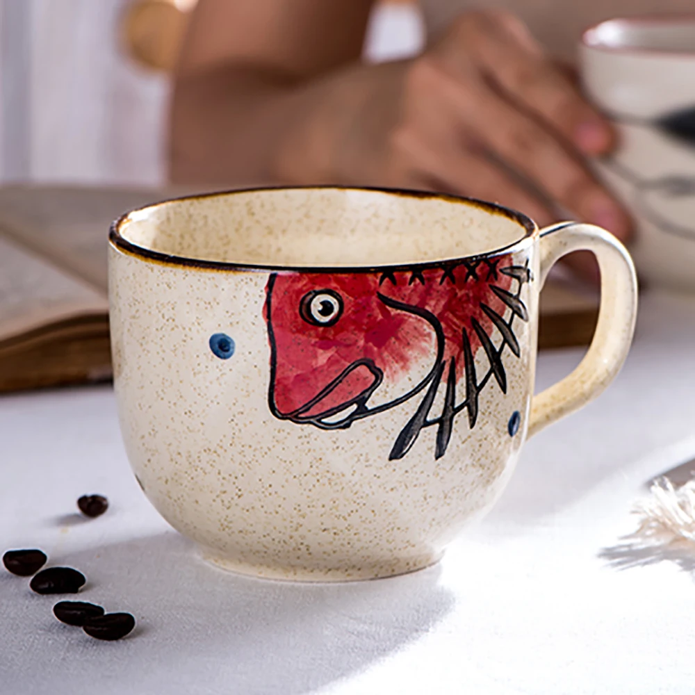 Tazza da caffè Vintage tazze in ceramica in stile giapponese unico, tazza  da colazione dipinta a mano da 500ml regalo creativo per gli amici -  AliExpress