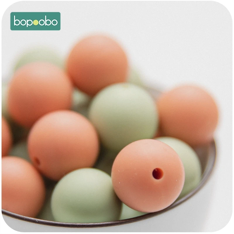 Bopoobo 12/15/20mm 10pc Silicone Beads Food Grade Baby Teething Beads DIY Nursing Bracelet Silicone Tiny Rod DIY Baby Teether 5