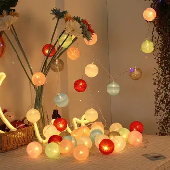 

DishyKooker 1.5M/3M/6M 10LEDs/ 20LEDs/ 40LEDs Fairy Cotton Balls String Lights Christmas Girl Bedroom Decoration Battery Powered