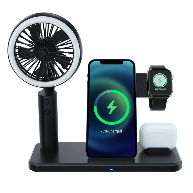 15W QI Wireless Charger With Fan For Iphone XS 12 11 Pro Max Fast Charging Samsung S10 S9 8 Dock Station For Airpods Apple Watch