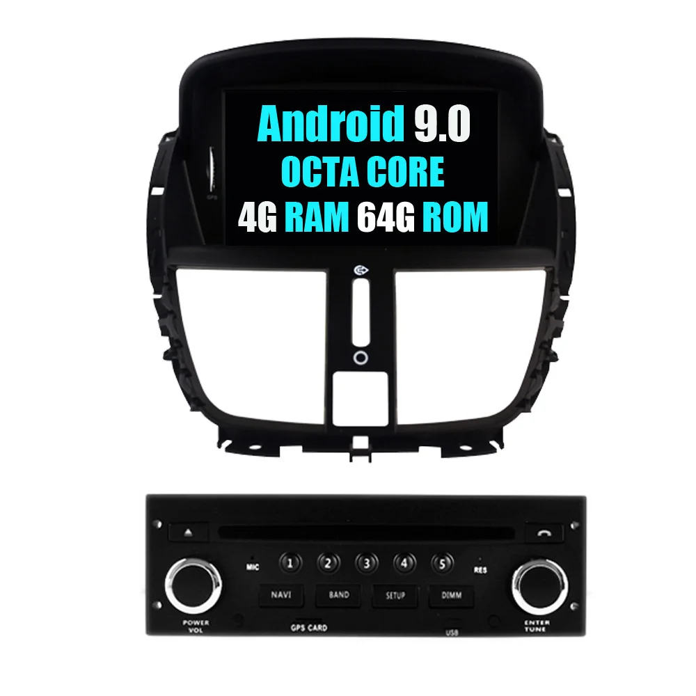 RoverOne Android 9,0 автомобильный мультимедийный плеер для peugeot 207 207CC 207SW Авторадио DVD Радио Стерео gps навигация Bluetooth - Цвет: PX5 Android 9.0