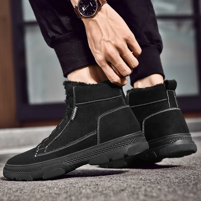 Winter Men Shoes Warm Keep Warm Men Ankle Boots Comfortable Gray Lace Up Adult Men Shoes High Quality Hiking Shoes
