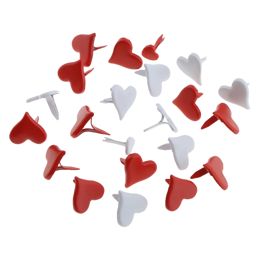100pcs 11mm Heart Shape Metal Brads For Scrapbooking Card Making DIY Craft