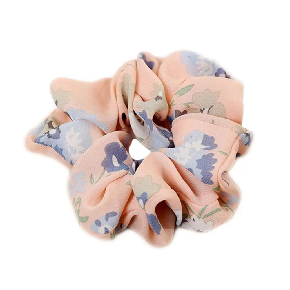 007 1pcs Vintage Scrunchies Lady Stretch Chiffon Scrunchie Women Elastic Hair Bands Girls Headwear Floral Hair - Цвет: 007