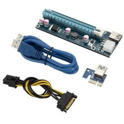 Chipal – extension de carte Pcie VER006/C, Pci e 1x à 16x Riser Sata Usb 3.0, alimentation pour graphiques 