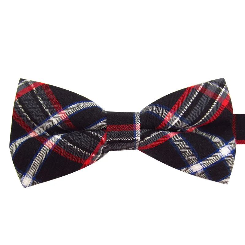 

2024 New Fashion Men's Bow Ties Wedding Double Fabric Cotton Plaid Bowtie Club Banquet Anniversary Butterfly Tie with Gift Box