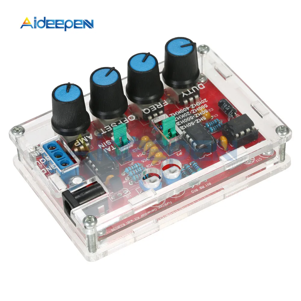 ICL8038 сигнала Генератор набор для домашнего мастера Синусоидальная Треугольники сигнал прямоугольной пилообразный Выход 5 Гц~ 400 кГц Регулируемая частота амплитуда с прозрачный чехол
