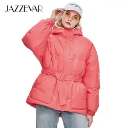JAZZEVAR 2019 Пуховик зимняя новая модная уличная дизайнерская Брендовая женская куртка на 90% утином пуху Красивая верхняя одежда для девочек