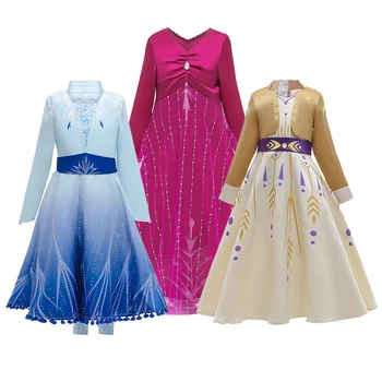 

Girl Elsa Dress 2 Set For Girl Snow Queen Princess Cosplay Kids Anna Christmas Costume Children Halloween Party Girl Clothing