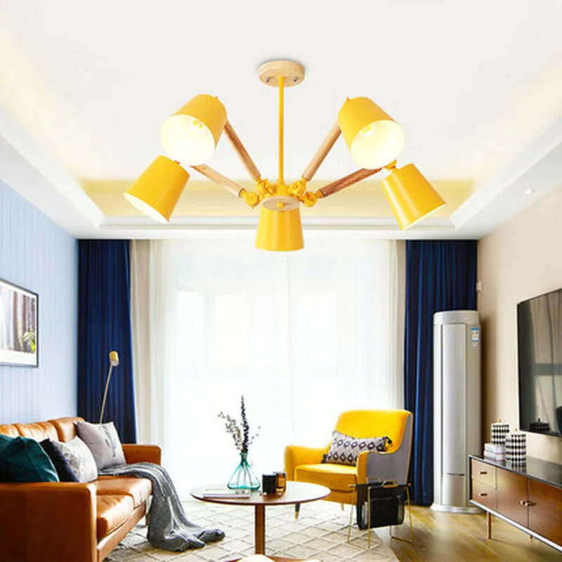Lustre LED Chandelier For Living Room Hanging Lights Lustres para sala de jantar Lampshade Wood Dining Lighting Fixtures | Лампы и