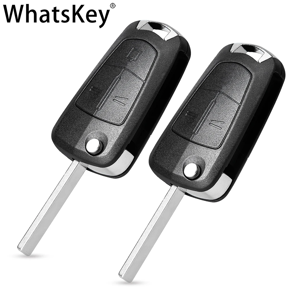 WhatsKey Flip Key Shell For Vauxhall Opel Astra J Corsa D Insignia Vectra C Zafira 2 BNT Remote Key Case Uncut Blade Replacement