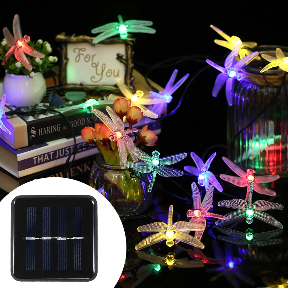 Solar String Lights 15.7ft 20 LED Rope Light Dragonfly 8 Modes Multicolor Lights for Party Home Festival solar garden light