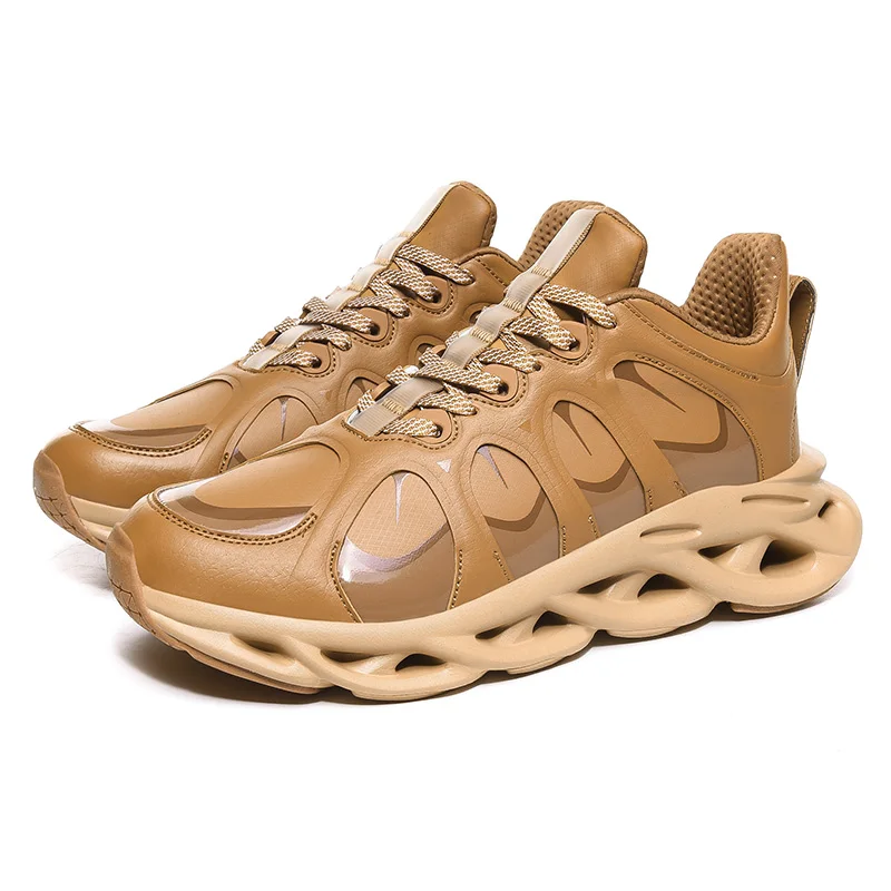 Кроссовки для бега, мужские амортизирующие кроссовки, дизайнерский светильник, обувь на толстой подошве, дышащая платформа, спортивная обувь для тренировок на открытом воздухе - Цвет: Gold