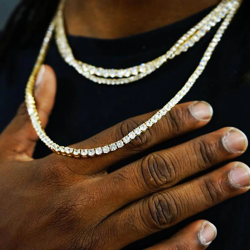 New 3mm CZ Tennis Chain Necklace High Quality Hip Hop Men