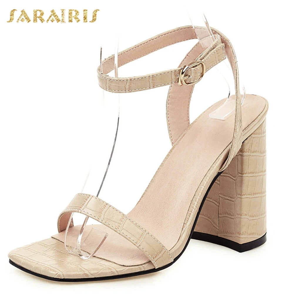 

Sarairis 2020 New Design Dropship Chunky High Heels Summer Sandals Woman Shoes Buckle Strap Concise Shoes Women Sandals