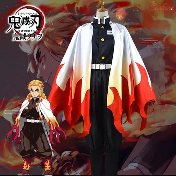 

Anime Demon Slayer Kimetsu No Yaiba Rengoku Shinjuro Cosplay Costume Halloween Blade Of Demon Men Kimono