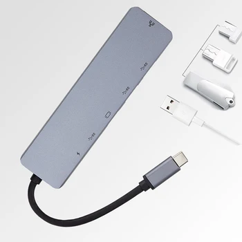 

6 In 1 Type C USB3.1 Micro HDMI USBC Adapter Hub Extend PD Charge Dock Rj45 OTG Display for Macbook PC,Supporting Nintendo