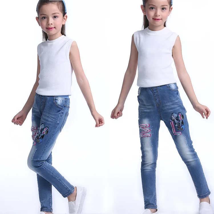 Специальное предложение, осень г., стиль, корейский стиль, джинсы для девочек хлопковые узкие джинсы для мальчиков