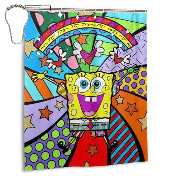 

Spongebob Squarepants Shower Curtains Fabric Bath Curtain Bathroom Decor with 12 Hooks 60" X 72"