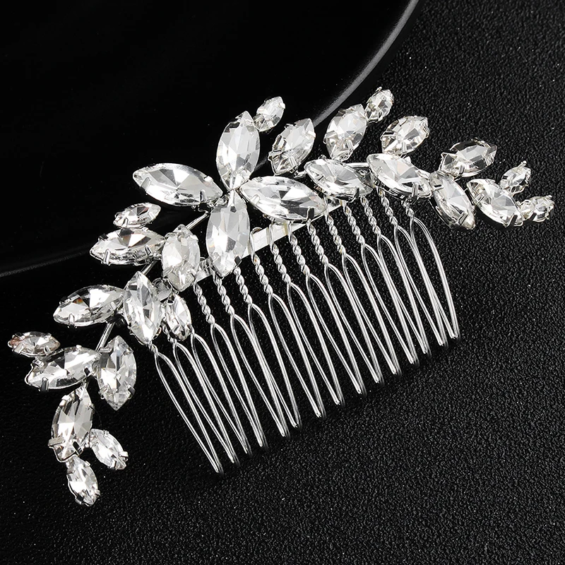Efily Bridal Wedding Hair Accessories Crystal Silver Color Hair Combs for Women Bride Headpiece Party Jewelry Bridesmaid Gift hair accessory hair headdress bridal headwear hair comb jewelry accessories