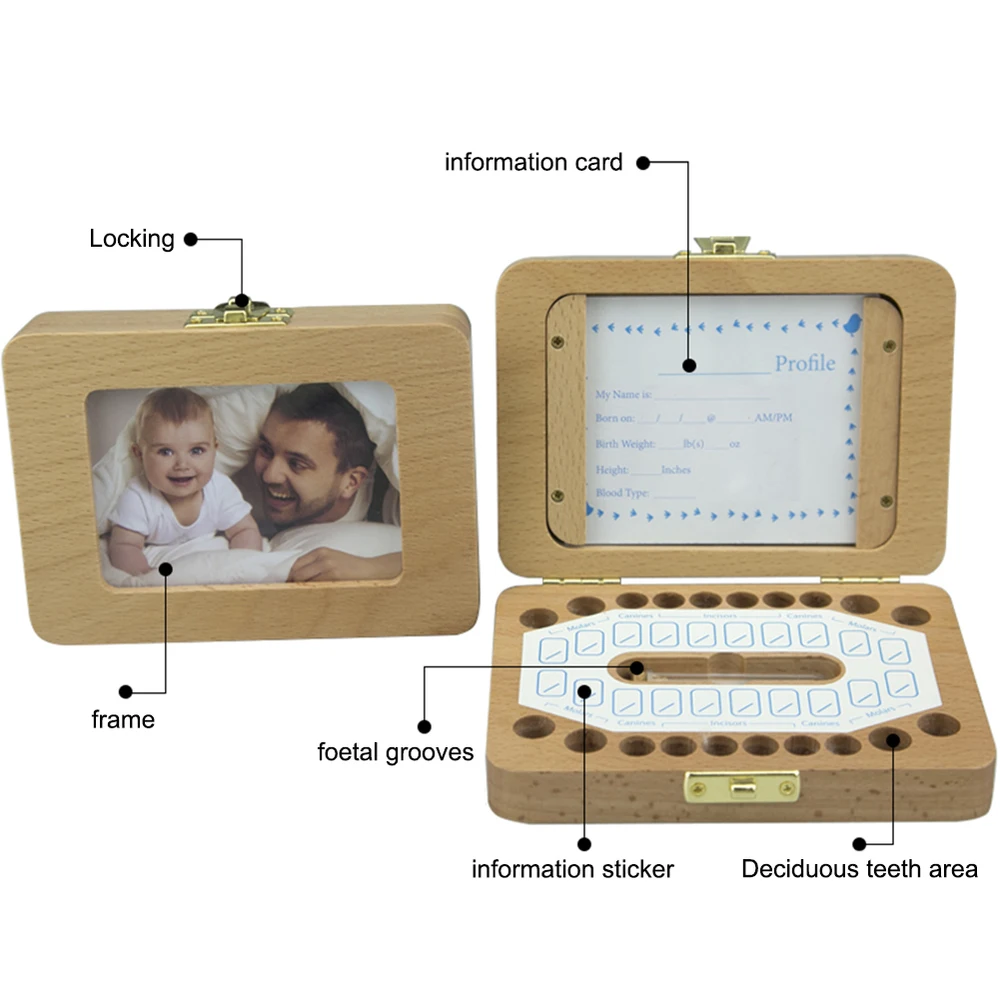 Новорожденный простой стиль деревянная детская фоторамка коробка для сохранения лиственных зубов детская коллекция зубов коробка на