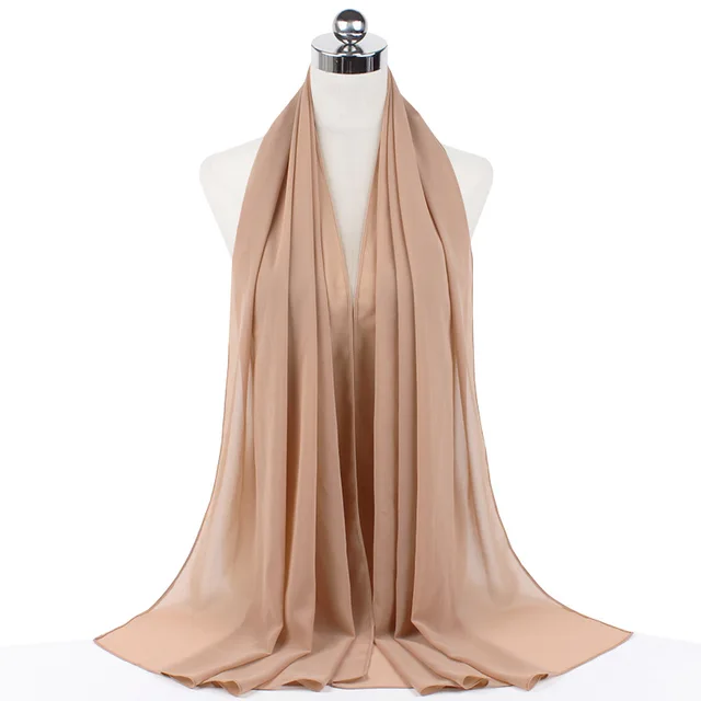 High Quality Good Stitching Stitch Plain Premium Heavy Chiffon Hijab Scarf Malaysian Women's Scarves Hijabs Long Shawl Shawls 22