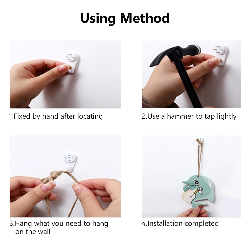 

100 PCS Wall Hooks Home Decor Multi Function White Hanger Seamless Clock Nail Hanging Photo Picture Mount Frame Plastic Invisibl