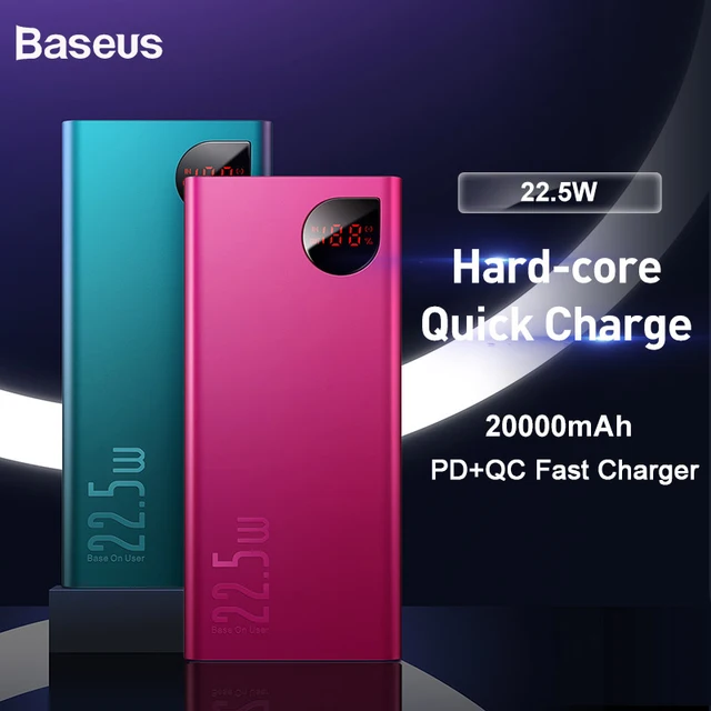 $34.99  Baseus 20000mAh Power Bank for iPhone 11 X Xs 22.5W PD Fast Charger+Quick Charger 4.0 3.0 SCP Type 