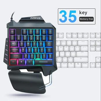 

HOT-ZUOYA G92 35 Keys Gaming Keyboard LED Backlit Wired USB One-Handed Membrane Keyboard for Pro Gamer Laptop Computer Game