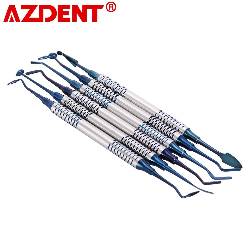 Espátula de llenado de resina Dental compuesta, herramientas de reparación de relleno de resina de 18,5 cm, instrumento de cabeza chapada en titanio, 6 uds./Kit