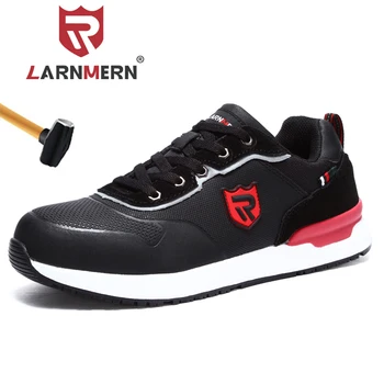 

LARNMERN Steel Toe Cap Safety Shoes for Men SRC Non-slip Anti-static Leather Work Boots Safety Trainer Sneaker