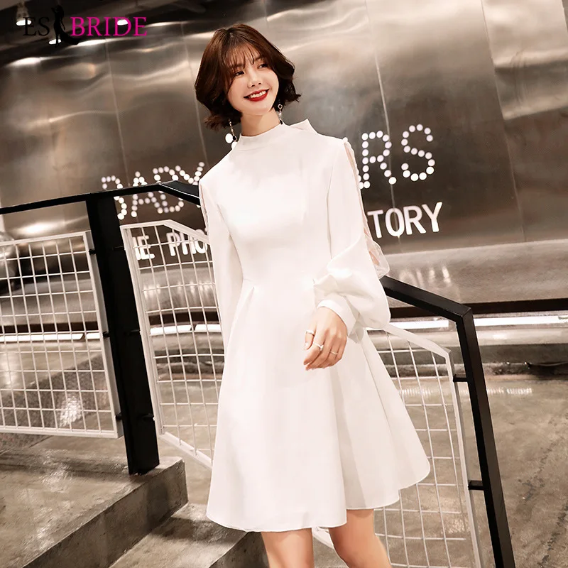 Белые вечерние платья на день рождения с длинным рукавом элегантные женские Vestido