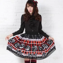 Принцесса Милая Лолита Юбки сладкий принцесса черный Хэллоуин Тыква Маленький Дьявол Лолита юбка осень девушка GZWY138