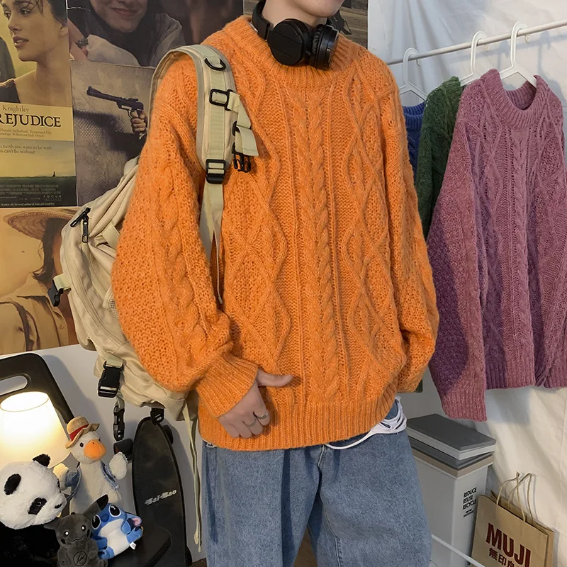 Hommes chandails 2021 automne hiver chaud mode hommes pulls Fit tricoté décontracté ample coréen à la mode Streetwear mâle solide chandail