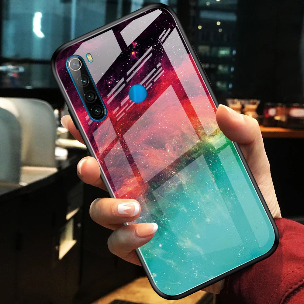 Чехол для телефона Xiaomi Redmi Note 8 T Роскошный чехол с мраморным закаленным стеклом