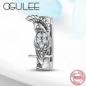 

Beautiful Parrot Animal Charm Charms 100% 925 Sterling Silver CZ Clip Bead Fit Original Reflection Bracelet Fashion Jewelry