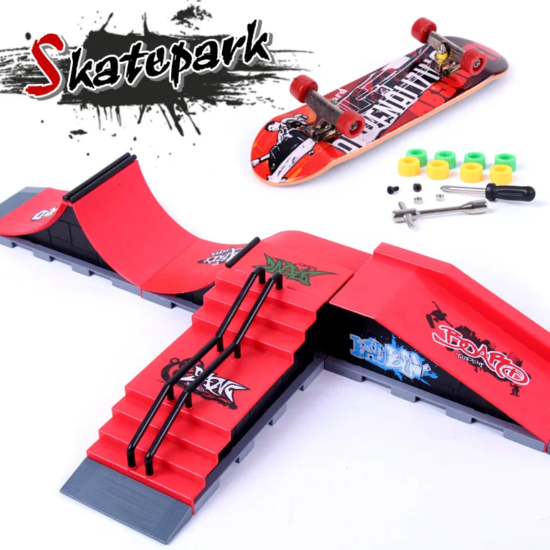 Canghai Skate Park Kit Fingertip Skateboard Mini Skateboard pour Finger Board Ramp Pi/èces et Finger Skateboard Ultimate Park Kit Ramp