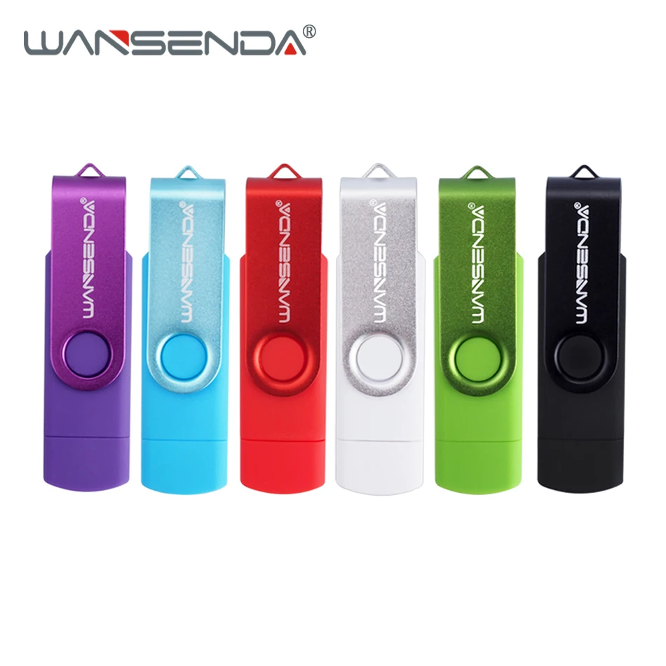 New WANSENDA OTG USB Flash Drive Rotation Pen Drive 256GB 128GB 64GB 32GB 16GB 8GB Pendrive 1