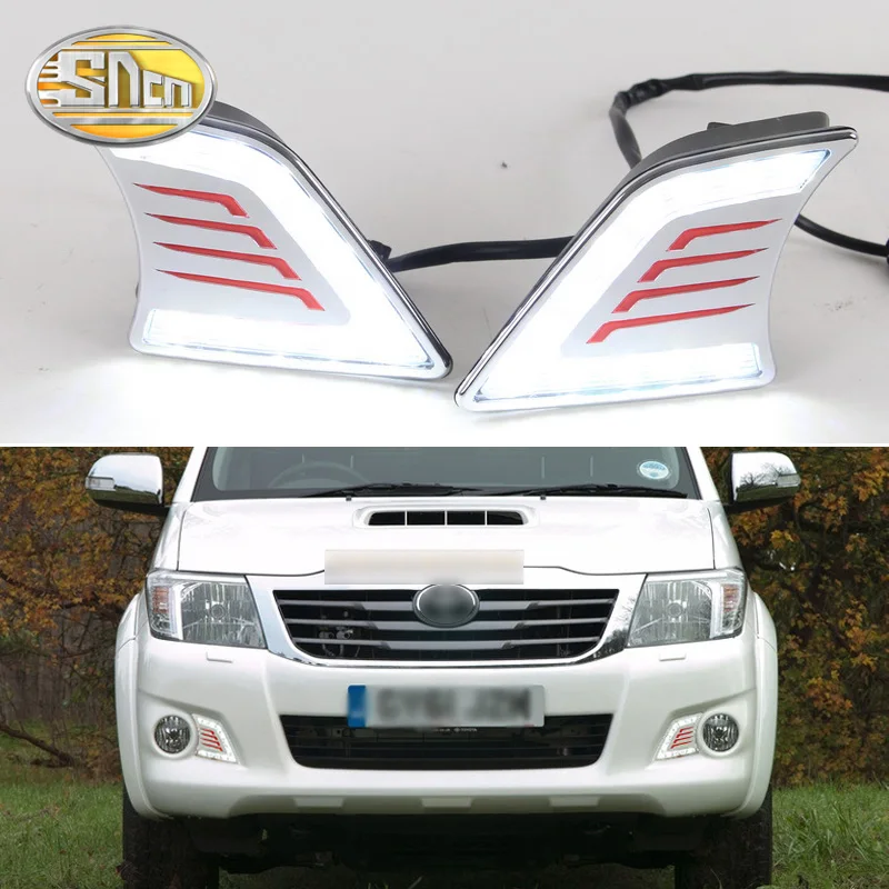 2 шт. светодиодный ные дневные ходовые светильник для Toyota Hilux Vigo 2012 2013 2014 черная